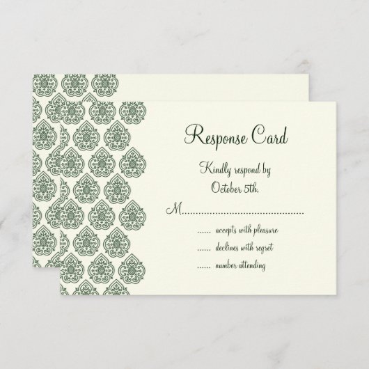 Een  Damask RSVP (groen) (Voorkant / Achterkant)