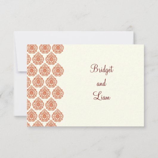 Een  Damask RSVP (oranje) (Achterkant)