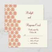 Een  Damask RSVP (oranje) Kaartje (Voorkant / Achterkant)