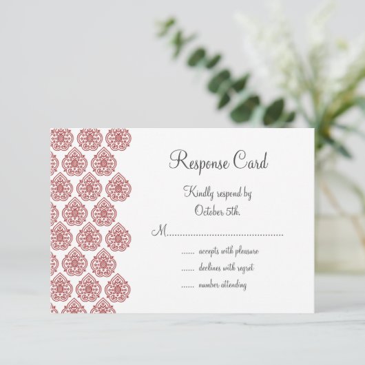 Een  Damask RSVP (rood) (Staand voorkant)