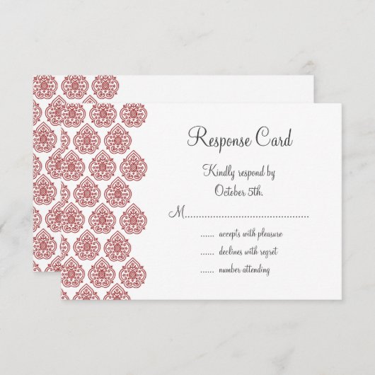 Een Damask RSVP (rood) (Voorkant / Achterkant)