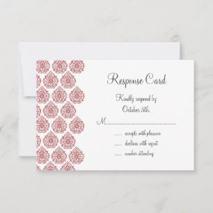 Een  Damask RSVP (rood) Kaartje