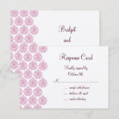 Een Damask RSVP roze/gebroken wit Kaartje (Voorkant / Achterkant)