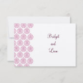 Een Damask RSVP roze/gebroken wit Kaartje (Achterkant)
