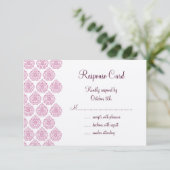 Een Damask RSVP roze/gebroken wit Kaartje (Staand voorkant)