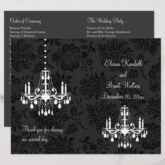 Een Damask Victoriaans Wedding Program (Voorkant / Achterkant)