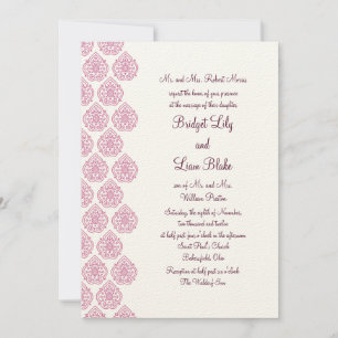 Een  Damask Wedding Invitation roze/off-white Kaart