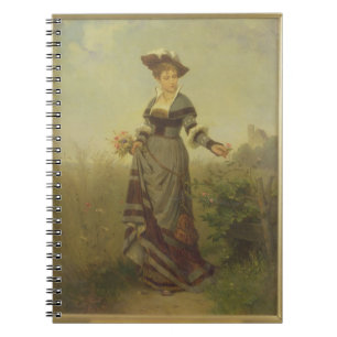 Een Dame die bloemen plukt in een landschap (panee Notitieboek