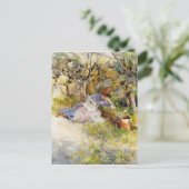 Een dame die een krant leest briefkaart (Staand voorkant)