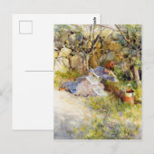 Een dame die een krant leest briefkaart (Voorkant / Achterkant)