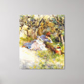 Een dame die een krant leest canvas afdruk (Voorkant)