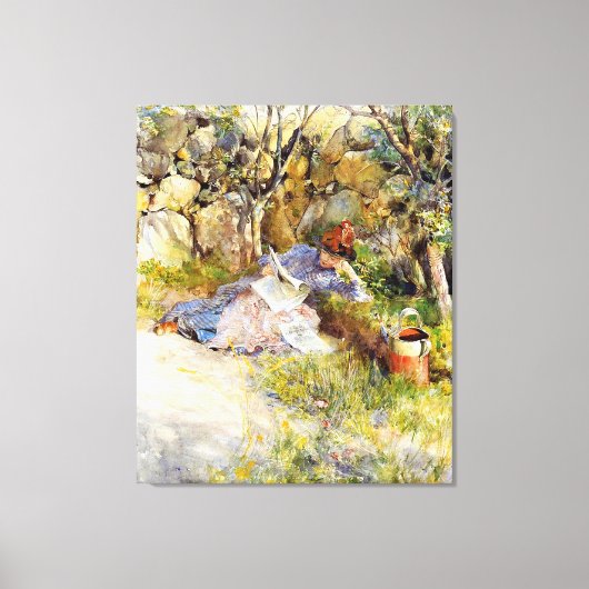 Een dame die een krant leest canvas afdruk (Voorkant)