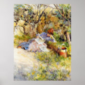Een dame die een krant leest van Carl Larsson Poster (Voorkant)