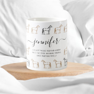 Een dame die nooit uit het Paardengebeuren is geko Koffiemok