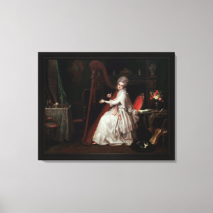 Een dame die op de Harp speelt door Richard Cosway Canvas Afdruk