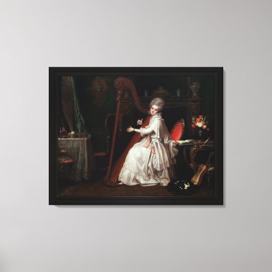 Een dame die op de Harp speelt door Richard Cosway Canvas Afdruk (Voorkant)