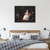 Een dame die op de Harp speelt door Richard Cosway Canvas Afdruk (Insitu (Slaapkamer))