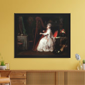 Een dame die op de Harp speelt door Richard Cosway Canvas Afdruk (Insitu (Woonkamer))
