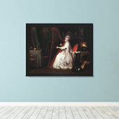 Een dame die op de Harp speelt door Richard Cosway Canvas Afdruk (Insitu (Houten vloer))