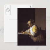 Een dame die schrijft briefkaart (Voorkant / Achterkant)