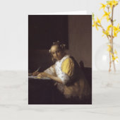 Een dame die schrijft kaart (Gele Bloem)