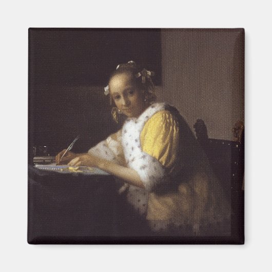 Een dame die schrijft magneet (Voorkant)