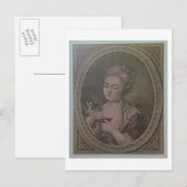 Een Dame Drink chocolade (kleurenlitho) Briefkaart (Voorkant / Achterkant)