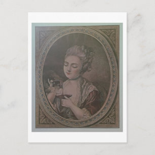 Een Dame Drink chocolade (kleurenlitho) Briefkaart