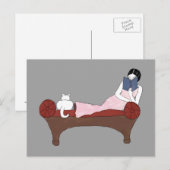 Een dame, een kat en een heel goed Briefkaart (Voorkant / Achterkant)