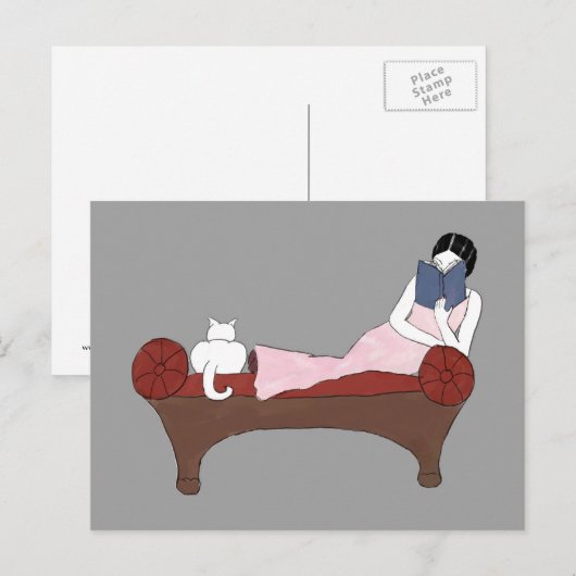 Een dame, een kat en een heel goed Briefkaart (Voorkant / Achterkant)