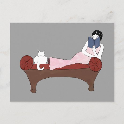 Een dame, een kat en een heel goed Briefkaart (Voorkant)