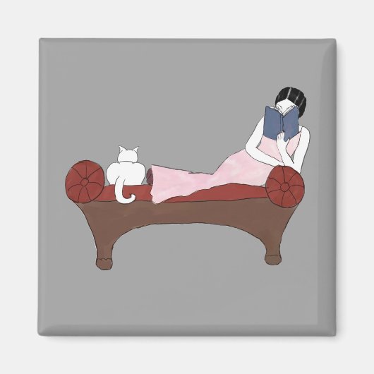 Een dame, een kat en een zeer goede boekmagneet magneet (Voorkant)