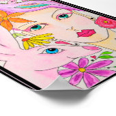 Een dame, een konijn en een vogel poster (Hoek)