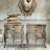 Een dame en een parasol, grillig bloemig portret tissuepapier