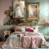 Een dame en een parasol, grillig bloemig portret tissuepapier