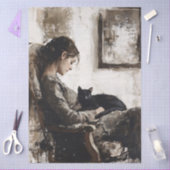 Een Dame en Haar Kat Decoupage Tissuepapier (Craft)