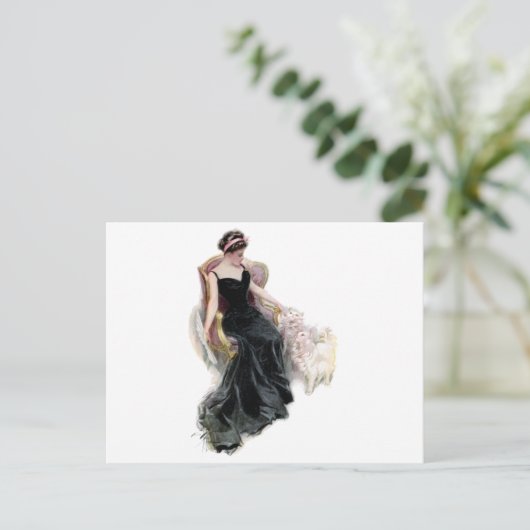 Een dame en haar katten briefkaart (Staand voorkant)