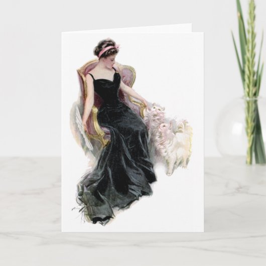 Een dame en haar katten kaart (Voorkant)