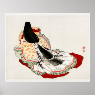 Een dame in een kimono door Kono Bairei (1844-1895 Poster