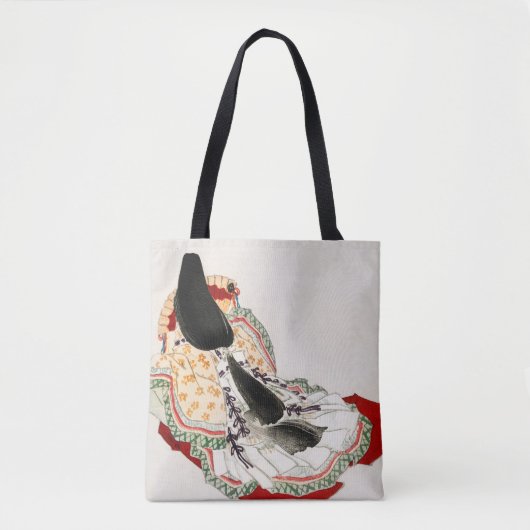 Een dame in een kimono door Kono Bairei Tote Bag (Voorkant)