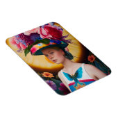 Een dame met een pet voor de blote zon magneet (Rechterzijde)