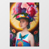 Een dame met een pet voor de blote zon raamsticker (Vel)