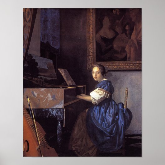 Een dame zit in het maagdenvlies poster (Voorkant)