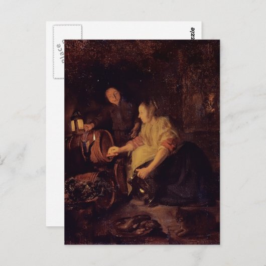 Een dameswijn uit Barrel van Gabriel Metsu Briefkaart (Voorkant / Achterkant)