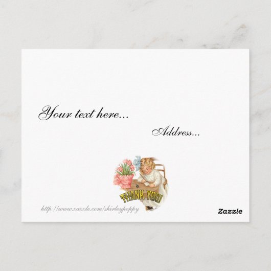 Een Dank u Nota Briefkaart (Achterkant)