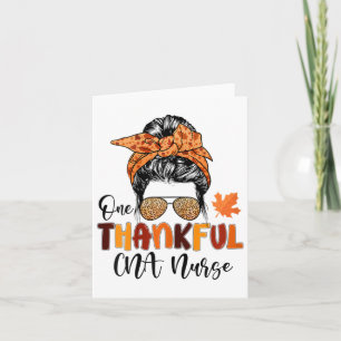 Een dankbare CNA Nurse Messy Bun Herfst Nurse Beda Kaart