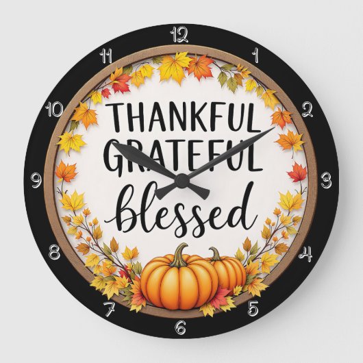 Een dankbare, dankbare en gezegende pompoen grote klok (Voorkant)