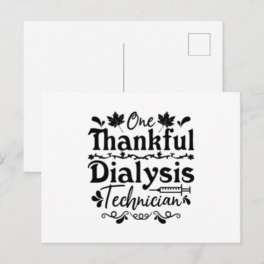 Eén Dankbare Dialyse Technicus Nephrologie Tech Briefkaart (Voorkant / Achterkant)