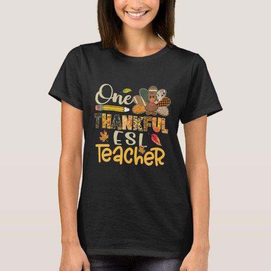 Een dankbare ESL-lerarenkalkoenluipaard T-shirt (Voorkant)