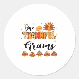 Een dankbare Grams Thanksgiving kalkoen Ronde Sticker